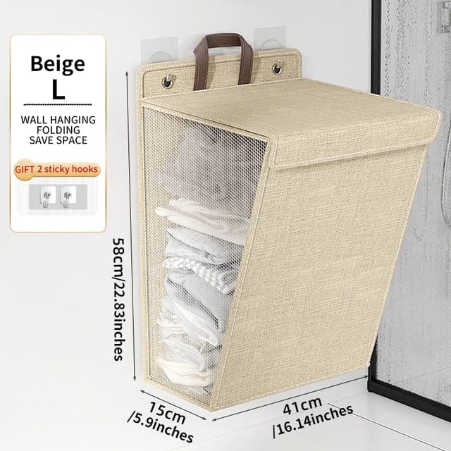 Basket folded flat against the wall