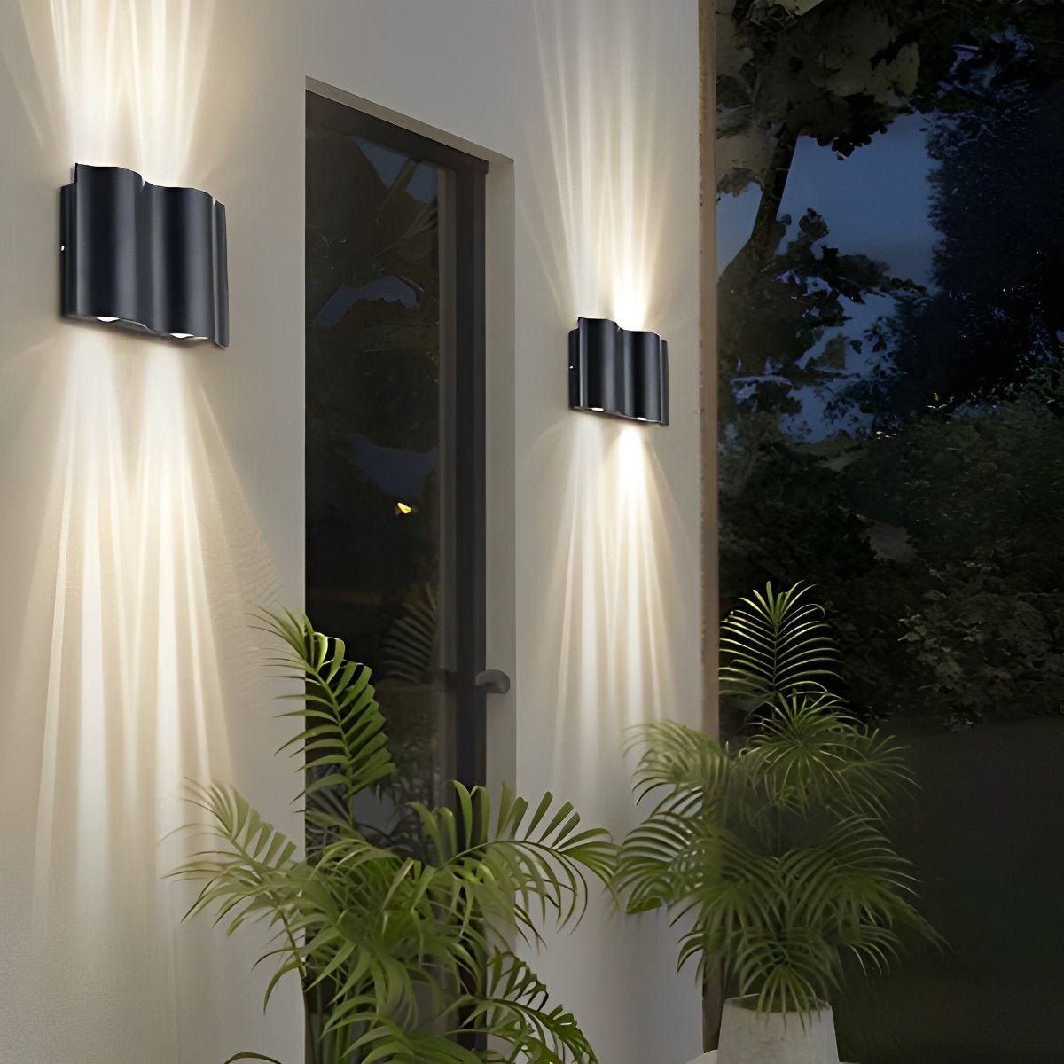 Wave Wall Light Black [2/4/6] Beams | IP54 Die Cast Aluminium | Up Down Outdoor Sconce [Warm/Cool] White