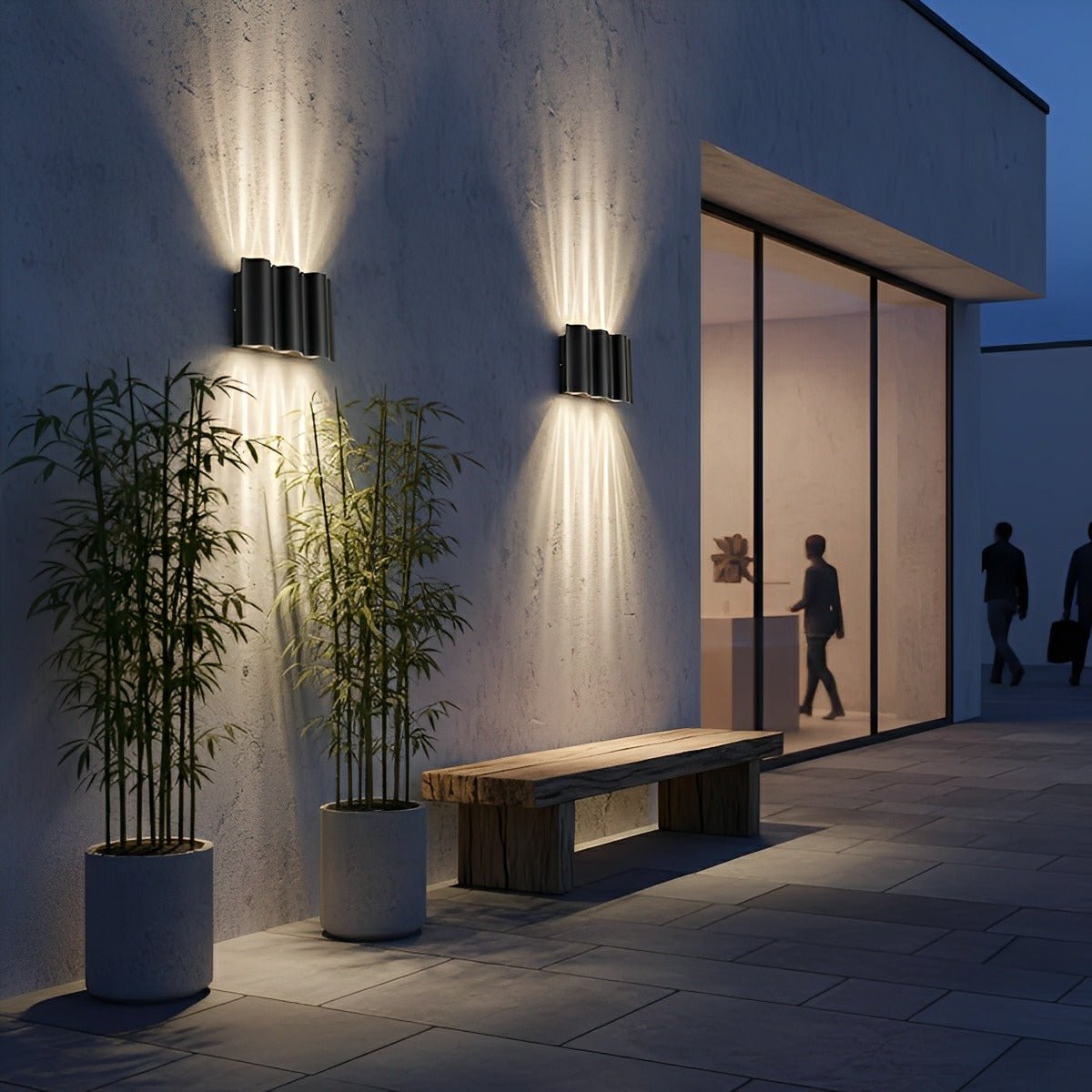 Wave Wall Light Black [2/4/6] Beams | IP54 Die Cast Aluminium | Up Down Outdoor Sconce [Warm/Cool] White