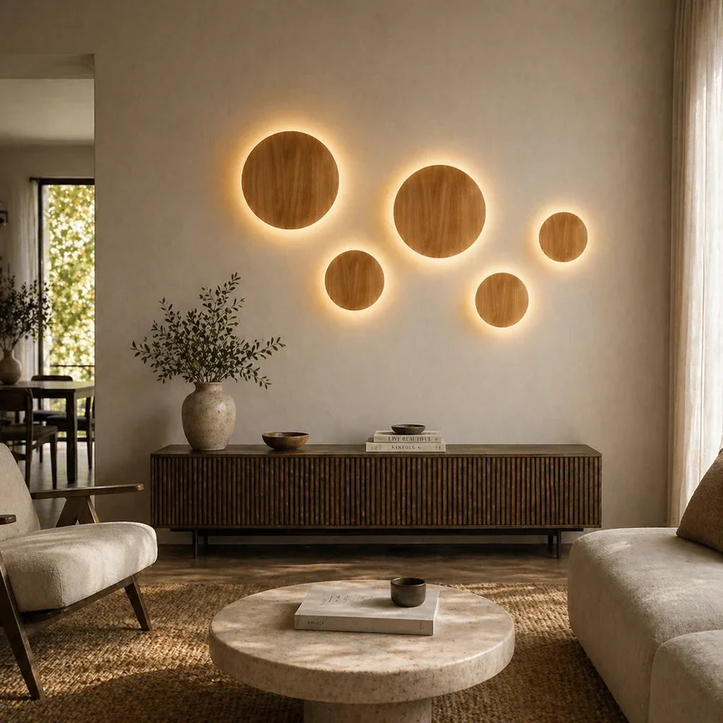 Japandi Wooden Backlit Wall Light