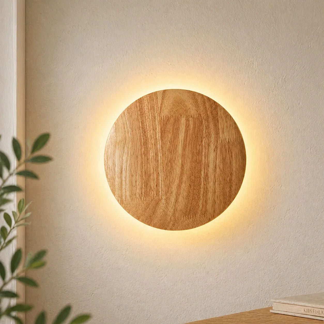 Japandi Wooden Backlit Wall Light
