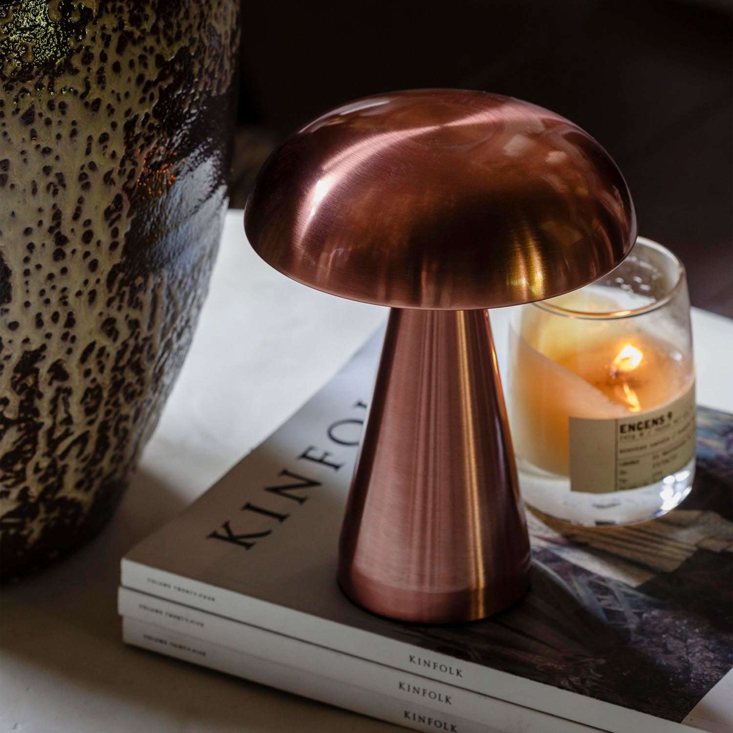 Zenith Portable Table Lamp, Rose Gold